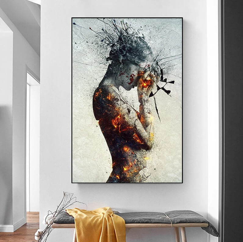 abstract girl wall painting canvas