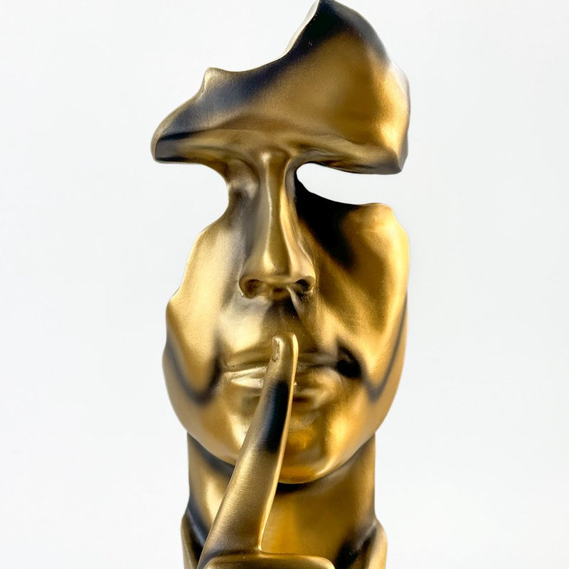 Golden mask home decor statue