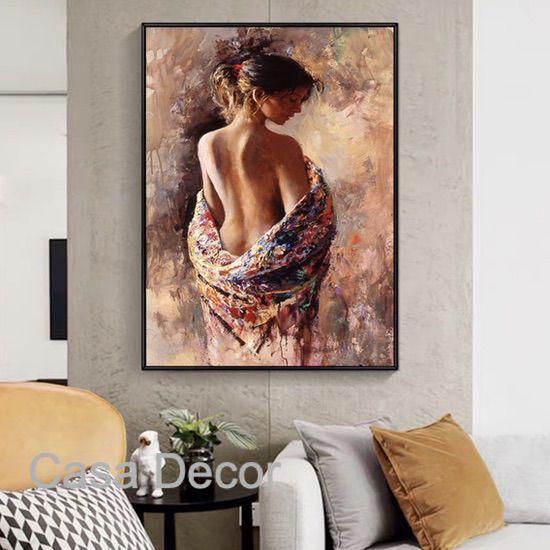 wall painting backless bold girl 