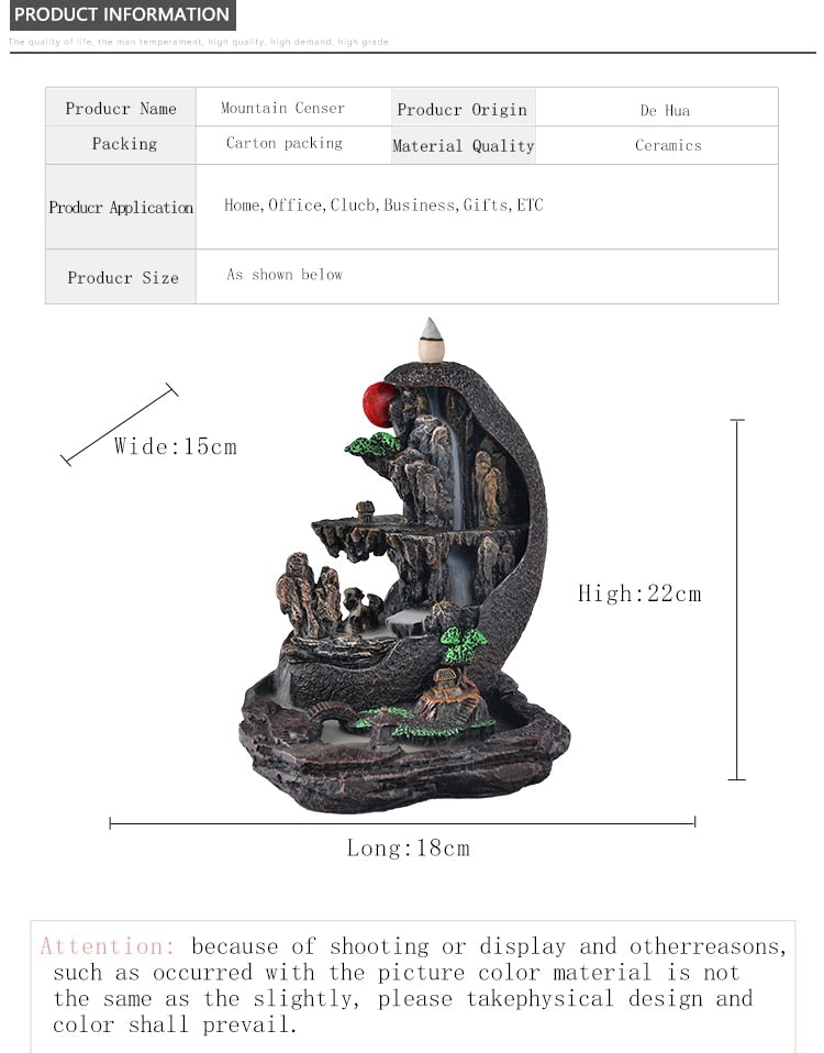 Waterfall Mountain Incense Burner